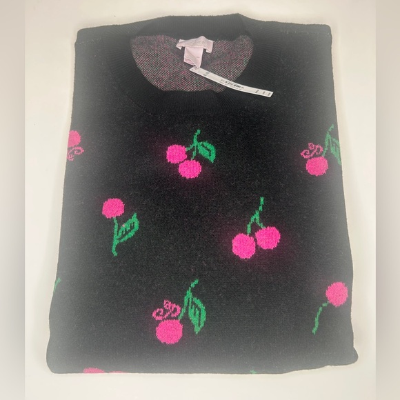 PINK Campus Knit Sweater Pure Black Cherries XXL - Picture 3 of 7